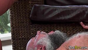 bizarre young slut pisses everywhere while old guy watches 😈💦🔥