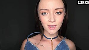 oiled petite brunette slut with small tits and tight pussy rides monster cock missionary creampie floods her wet hole