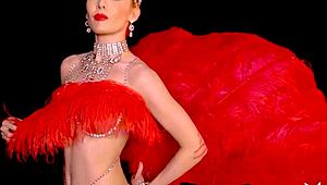 skinny big-boobed blonde milf miranda shines in slutty burlesque costume