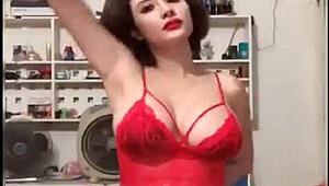 hot girl dances revealing her bingo wings playfully