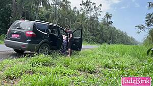 this cute blonde sub gets her bubble butt pounded bareback on the highway side