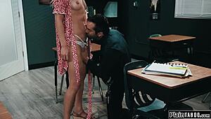 Creepy janitor licks hairy teen pussy then fucks her hard 😈 old young taboo deepthroat action