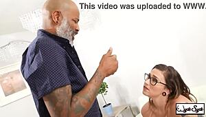 inked bbw red august in glasses gets her wet pussy licked by old shaun dam