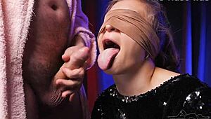 stepbrother tricked me into sloppy deepthroat with taste game now im sucking daddy's huge cock angry but wet 