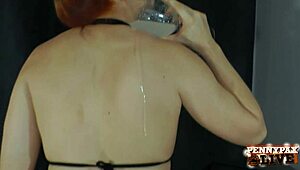 Ginger Penny Pax Oils Up And Rides Pink Dildo Teasing Her Gaping Hole