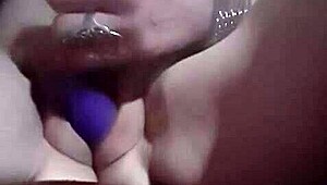 Damn! Fingering Myself Hard on Red Leather Sofa!