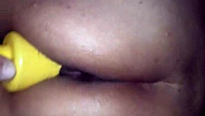 latina wife rides dildo to intense orgasm in bed