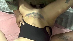 a milf slut fucks navy soldier right in front of me he cums inside!!