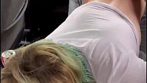 Streetwalker Sucks Cock in Wet T-Shirt Backseat Bliss