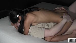 cute latina college teen takes rough monster cocks doggystyle bedroom moans