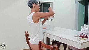 Stepbrother Accidentally Slides Cock into Sisters Tight Pussy on Couch After Fight