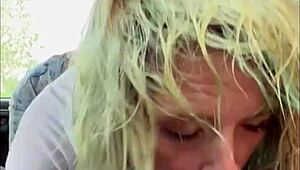 Streetwalker Sucks Cock in Wet T-Shirt Backseat Bliss