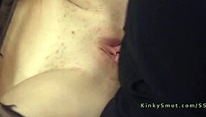 kinky threesome bdsm slaves get bound rough fucked deepthroated gagged choked squirting in pain