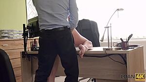 damn this czech brunette bends over for loan4k cash