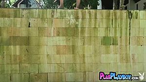 Stunning blonde milf olivia preston strips rips lingerie poses naked outdoors teasing ass tits