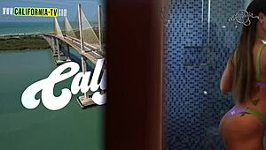 Brazilian lesbians bare it all in paradise spots!