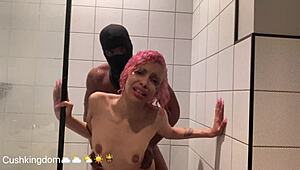 shower bbc suck then narrow ass anal for tattooed latina neighbor