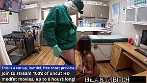 Solana's latex-gloved pussy takes two hard fucks and huge creampie blasts close-up.