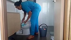 brazilian latina maid keeps job riding huge dildo vibrator bent over kitchen counter doggystyle