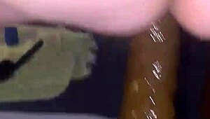 girl rams huge strap-on deep into his tight ass pegging