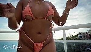 Puta Casada Shows Off Huge Ass and Big Pussy by Pool with Tan Lines
