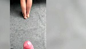 buzzcut blonde office slut caught riding cock bent over doggystyle in backroom