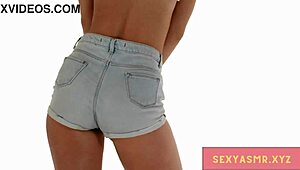 sexy danish slut shakes tight ass in jean shorts dancing hard