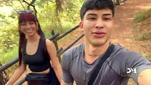 danner mendes and yenifer chacon sneak forest sex with deepthroat doggystyle cum