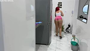 i love watching my brazilian maid tease in her tiny shorts while cleaning everything spotless for the boss