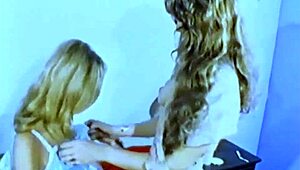 Vintage Lesbians with Hairy Pussies Scissor and Face Sit in Retro Group Play