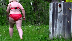 mature lesbians with huge asses... i'm spying on their outdoor lingerie play in the park