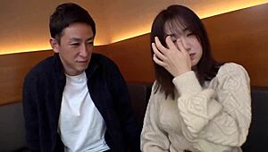 H-cup lingerie saleswoman bunny cosplay bends over for Japanese cumshot