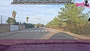 What if a skinny German blonde milf gets picked up for beach outdoor sex?