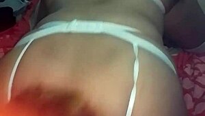 Cellphone captures me fucking sexy lingerie Latina's thong-clad pussy upfront