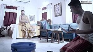 Desi milf house owner hosts two servants for indian hardcore with big boobs hindi audio