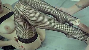 Curvy wife milf takes double cumshot footjob load