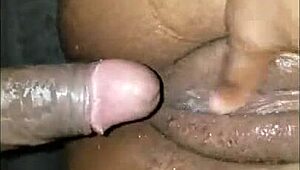 Big black cock slams squirting ebony pussy deep sloppy ebonymo creampie