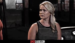 Blonde milf stepmom yields to stepson's kinky intimate control