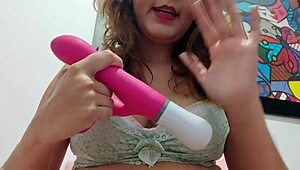 Naughty babe shows off her favorite toy