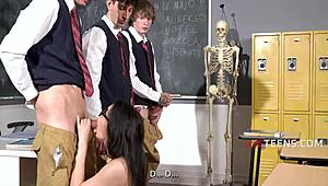 Valentina Nappi Italian Teacher Fucks Glasses-Wearing Student Moaning Big Tits Orgasm Classroom