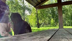 i spot bored brunette beauty in woods and dick lifts her spirits 😏🌲