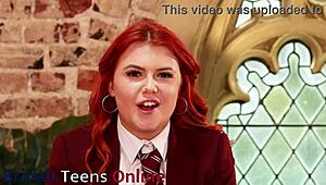 oh god british redhead student curly hair blue eyes commands your wank jerk off cum explosion for her