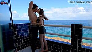 Dollscult Babe Fingers Herself on Ocean Terrace Balcony