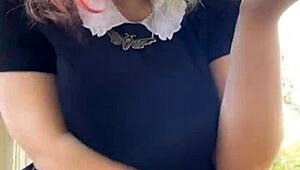 Sexy Alt Milf Neighbor Smokes Seductively Backyard