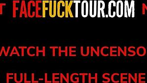 Two petite 18+ teens facefucked hard simultaneously by monster cock in hotel