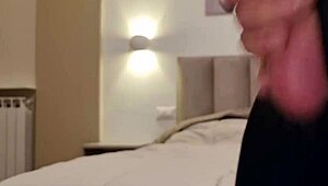 amateur euro tattooed babe jerks intense cock to massive cum explosion finale