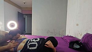 horny latina housewife comes home excited from gym, gives amateur anal fuck to husband with cum on her big curvy ass.