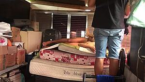 Behind the scenes, the cuckolded hubby films his sexy Latina MILF taking monster cock deep in her tight ass.