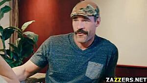 Laptop Session Sparks Blonde's Deep Throat Monster Cock