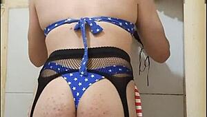 Curvy Shemale Prostitute In Bikini Thong Shakes Huge Ass Lingerie Panties Crossdressing Tease